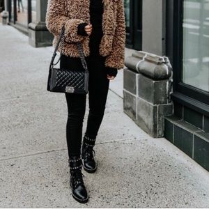 Sam Edelman Jennifer Black Combat Studded Boots Size 8